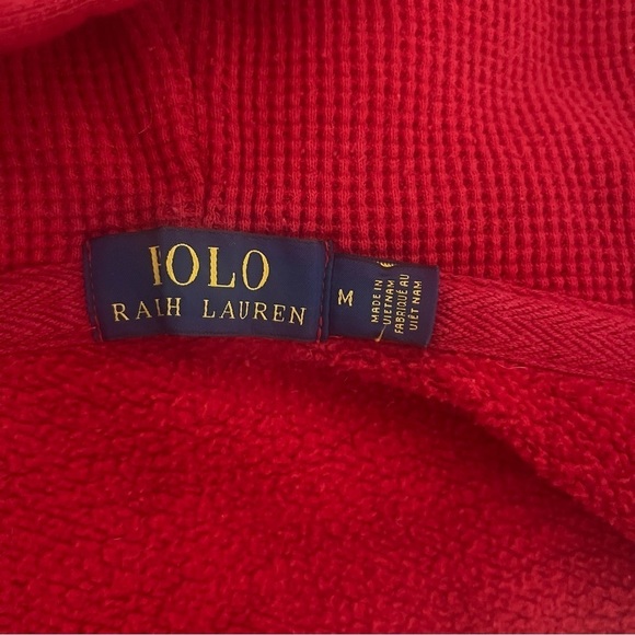 POLO RALPH LAUREN Blue Label Fleece Full Zip Hoodie Red Men Medium EUC Heavy - Picture 4 of 14